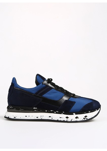 Lacivert-Siyah Erkek Deri - Kumaş Sneaker 2891-321