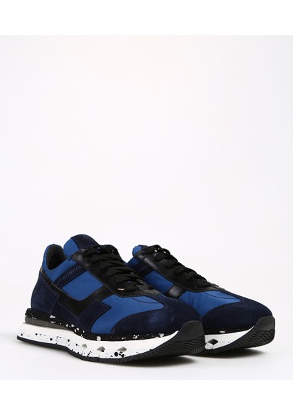Lacivert-Siyah Erkek Deri - Kumaş Sneaker 2891-321