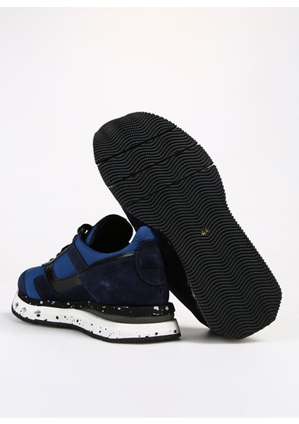 Lacivert-Siyah Erkek Deri - Kumaş Sneaker 2891-321