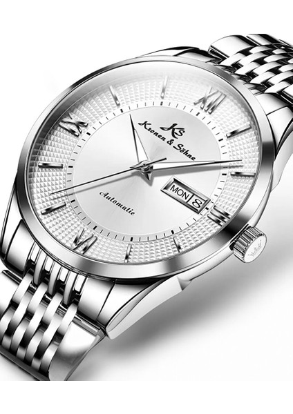 KS9003 Tungsten Mekanik Otomatik Gümüş Erkek Kol Saati fiyatları