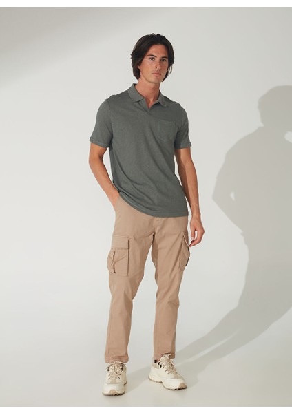 Düz Haki Erkek Polo T-Shirt cm James