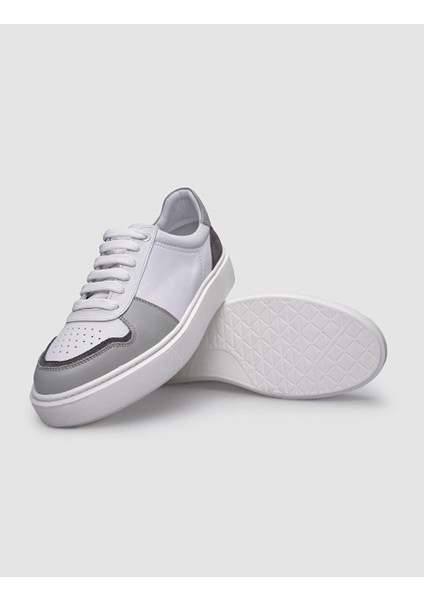 %100 Hakiki Deri Beyaz - Gri Erkek Sneaker fırsatları