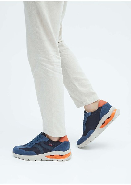 Bej-Turuncu Erkek Deri Sneaker 618 45408 Erk Ayk Y23