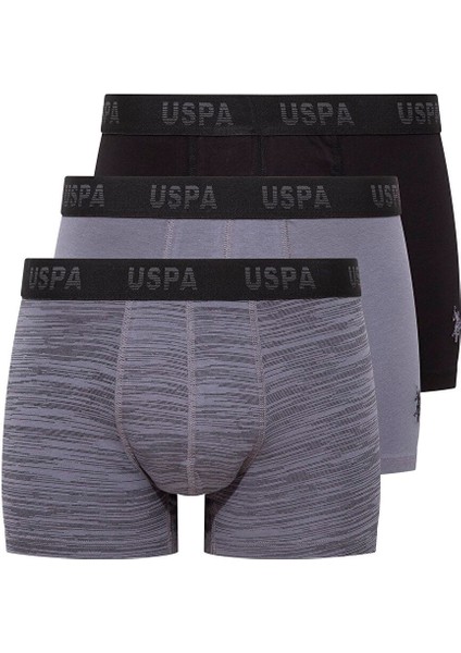Erkek Antrasit-Siyah-Baskılı 3 Lü Boxer
