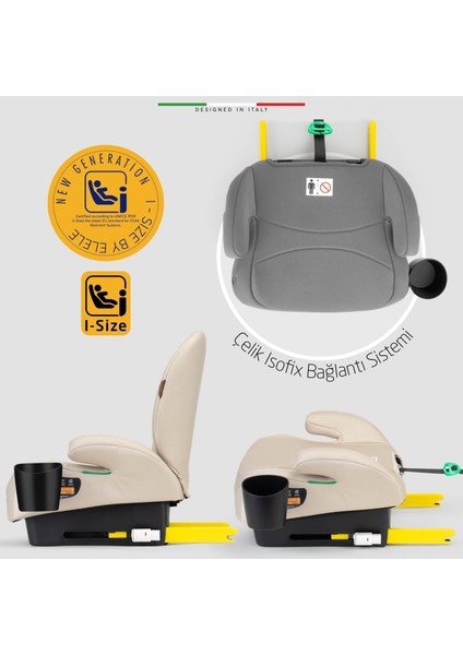 Grandefix I-Size Yükseltici Oto Koltuğu Isofix 125-150 cm 15-36 kg Bej fiyatları