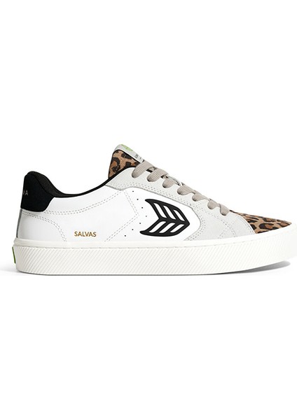 411301W85M - Salvas Leather Leopard Beyaz - Çok Renkli Deri Erkek Günlük Spor Ayakkabı