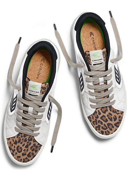 411301W85M - Salvas Leather Leopard Beyaz - Çok Renkli Deri Erkek Günlük Spor Ayakkabı modelleri
