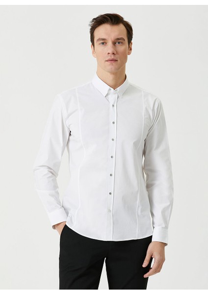 Slim Fit Klasik Yaka Beyaz Erkek Gömlek 1080116