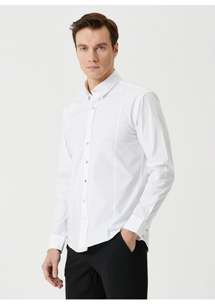 Slim Fit Klasik Yaka Beyaz Erkek Gömlek 1080116 modelleri