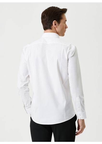 Slim Fit Klasik Yaka Beyaz Erkek Gömlek 1080116 fırsatları