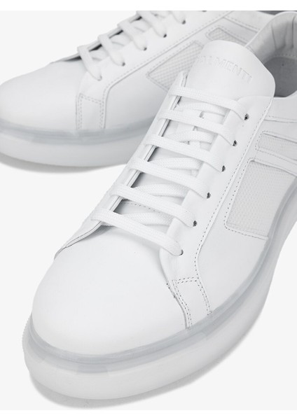 Beyaz Erkek Deri Sneaker 698 1089-7 Erk Ayk Y24