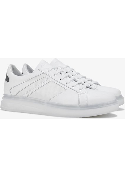 Beyaz Erkek Deri Sneaker 698 1089-7 Erk Ayk Y24