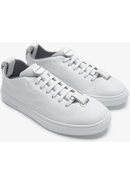 Franceschetti Mauro Erkek Beyazlacivert Hakiki Deri Sneakers & Spor Ayakkabı