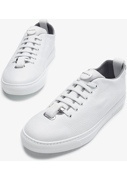 Franceschetti Mauro Erkek Beyazlacivert Hakiki Deri Sneakers & Spor Ayakkabı