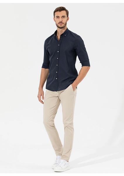 Normal Bel Normal Paça Slim Fit Bej Erkek Pantolon Rıves modelleri