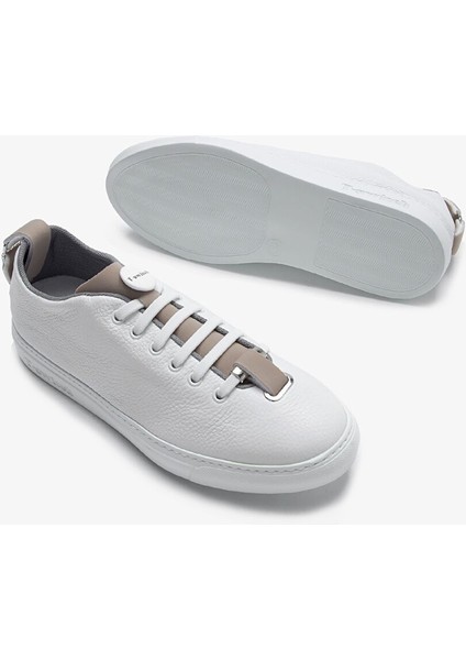 Franceschetti Mauro Erkek Beyazbejyeşil Hakiki Deri Sneakers & Spor Ayakkabı