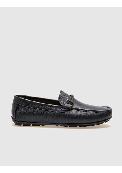 Hakiki Deri Lacivert Tokalı Erkek Loafer