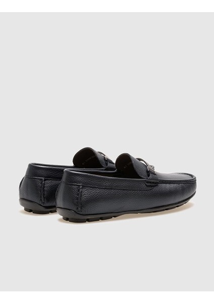 Hakiki Deri Lacivert Tokalı Erkek Loafer