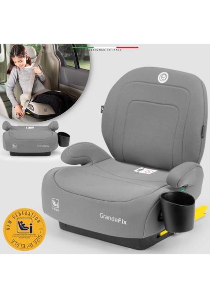 Grandefix I-Size Yükseltici Oto Koltuğu Isofix 125-150 cm 15-36 kg Gri
