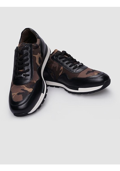 Siyah-Kahverengi Erkek Deri - Kumaş Sneaker 112940S