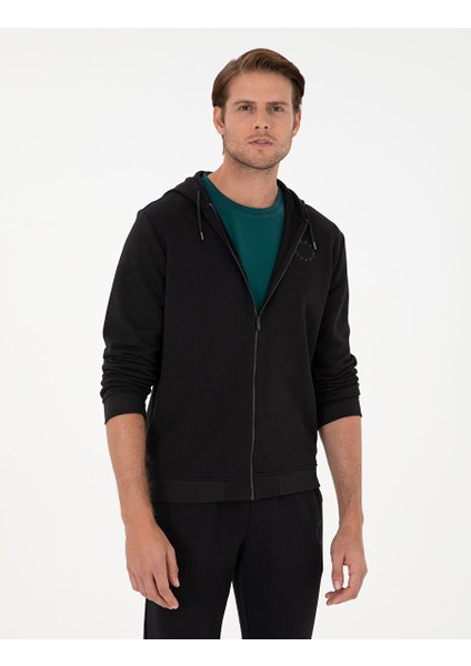 Siyah Regular Fit Örme Hırka