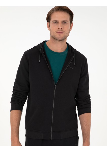 Siyah Regular Fit Örme Hırka