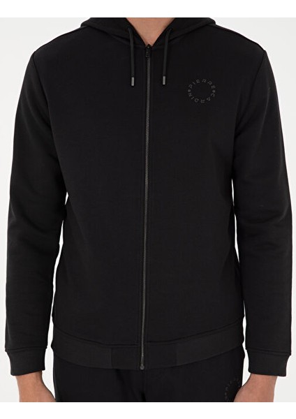 Siyah Regular Fit Örme Hırka