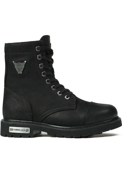 Hakiki Deri Siyah Dock Step Outdoor Erkek Bot