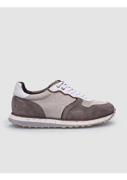 Gri-Beyaz Erkek Deri Sneaker 124421R
