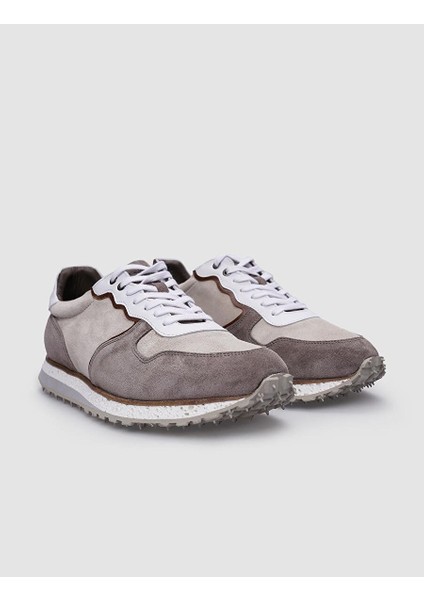 Gri-Beyaz Erkek Deri Sneaker 124421R