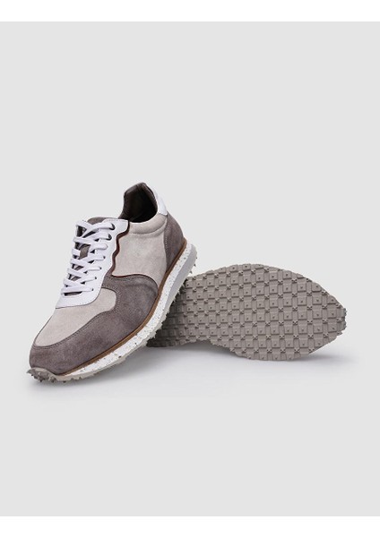 Gri-Beyaz Erkek Deri Sneaker 124421R