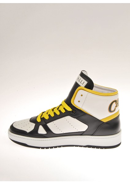 Beyaz-Siyah-Sarı Erkek Deri Sneaker 18711 fiyatları