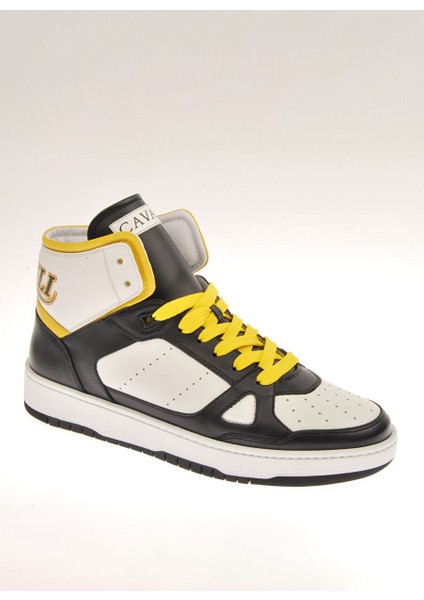 Beyaz-Siyah-Sarı Erkek Deri Sneaker 18711 modelleri