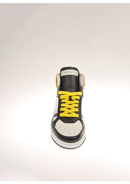 Beyaz-Siyah-Sarı Erkek Deri Sneaker 18711 fırsatları