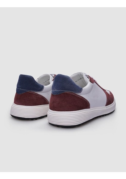 Beyaz-Bordo Erkek Deri Sneaker 123974S modelleri