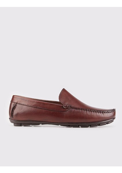 Hakiki Deri Kahverengi Erkek Loafer Ayakkabı