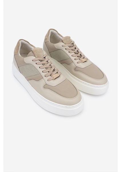 Javier Erkek Bej Deri / Bej Kumaş Hakiki Deri Sneakers & Spor Ayakkabı