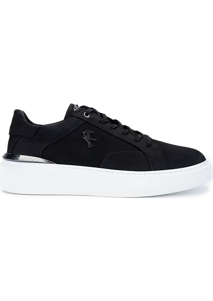 Erkek Hakiki Deri Siyah Nubuk Sneakers & Spor Ayakkabı