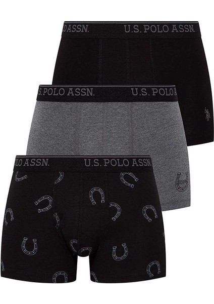 Erkek Antrasit Melanj - Siyah 3 Lü Boxer