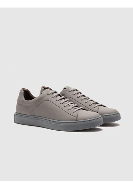 Hakiki Deri Gri Bağcıklı Erkek Sneaker Ayakkabı