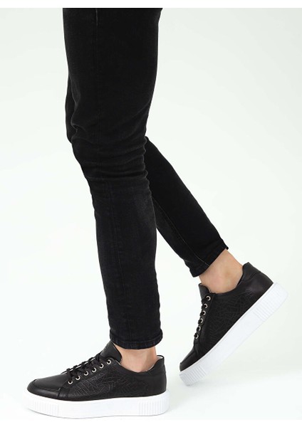 Erkek Hakiki Deri Siyah Deri Sneakers & Spor Ayakkabı