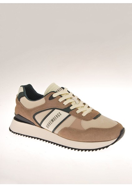 Bej-Yeşil Erkek Deri Sneaker 20216/CP