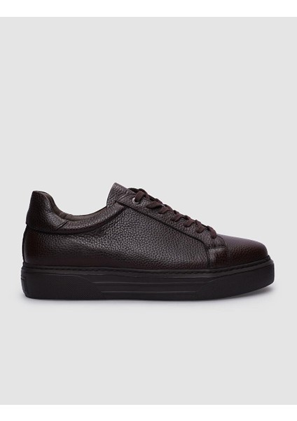 Hakiki Deri Kahverengi Bağcıklı Erkek Sneaker