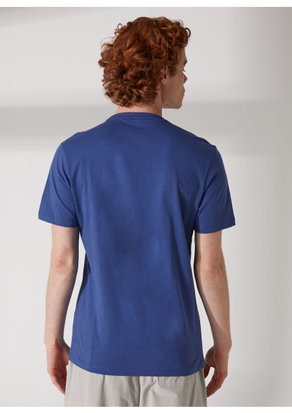 Bisiklet Yaka Baskılı Indigo Erkek T-Shirt Maxım fırsatları