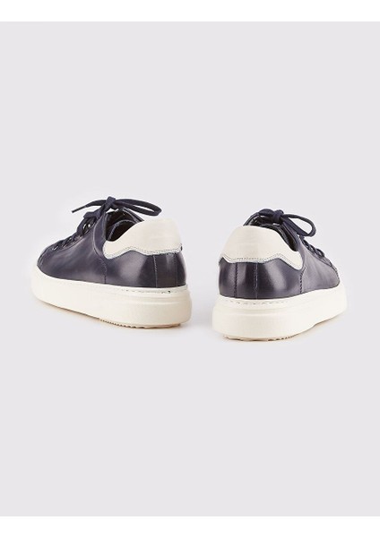 Lacivert-Beyaz Erkek Deri Sneaker 14584 fırsatları