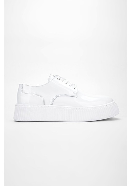 Aden Erkek Beyaz Rugan Hakiki Deri Sneakers & Spor Ayakkabı