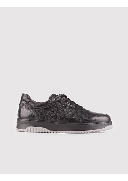 Hakiki Deri Sneaker Siyah Bağcıklı Erkek Spor Ayakkabı