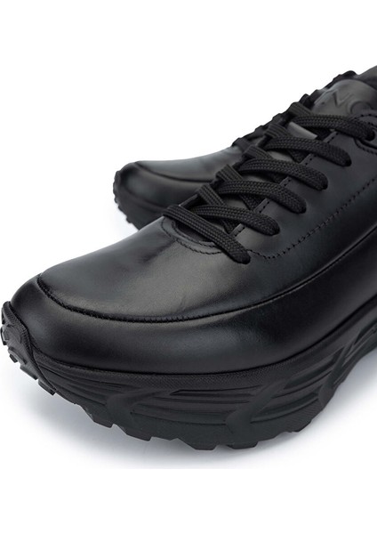 Erkek Hakiki Deri Siyah Antik Sneakers modelleri