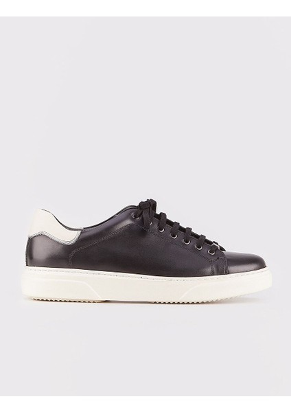 Siyah-Beyaz Erkek Deri Sneaker 14586