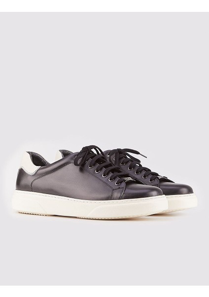 Siyah-Beyaz Erkek Deri Sneaker 14586 modelleri